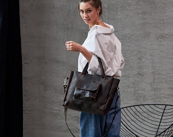 Fourre-tout pour femme, sac à bandoulière chic, sac à main en cuir, sac à bandoulière en cuir, Shopper en cuir, grand sac à main en cuir, sac à main en cuir pour femme