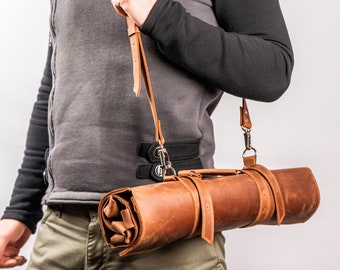 Personalisierte Leder Messertasche, Messerrolle, Rolle für Köche, Messertasche, Geschenk für Koch, Messerrolle aus Leder, Tasche für Koch, Messerrolle