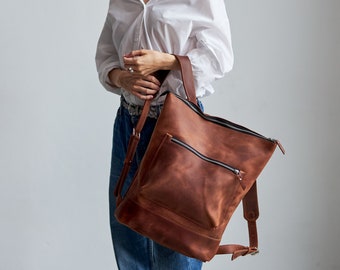 Leather Backpack, Leather Rucksack, Travel Bag, Womens Backpack, Leather Handbag, Leather Purse, Brown Backpack, Womens Rucksack, Backpack