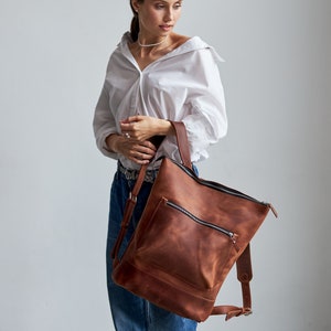 Leder Rucksack, Leder Rucksack, Reisetasche, Damen Rucksack, Lederhandtasche, Leder Geldbörse, Brauner Rucksack, Damen Rucksack, Rucksack