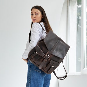Mochila de couro unissex, mochila minimalista, mini bolsa-mochila, mochila de couro unissex, bolsa-mochila de couro, mochila de viagem, mochila feminina