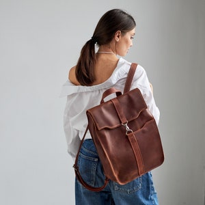 Vintage Leather Backpack, Handmade Full Grain Leather Backpack, Personalized Leather Backpack, Mens Womens Leather Backpack, Leather Bag image 1