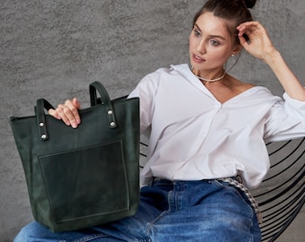 Leather Laptop Bag, Leather Office Bag, Women's Leather Messenger Bag, Vintage Laptop Bag, Simple Leather Work Bag, Women's Work Bag