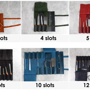 Personalisierte Leder Messertasche, Messerrolle, Rolle für Köche, Messertasche, Geschenk für Koch, Messerrolle aus Leder, Tasche für Koch, Messerrolle Bild 7