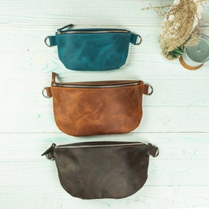 Large leather fanny pack, Bum bag, Close to body bag, Small leather bag, Festival bag, Women's leather bum bag, Crossover bag, Body bag imagem 9