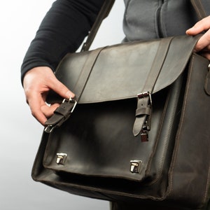 Convertible Leather Briefcase Backpack, Leather Vintage Bag, Satchel Bag, Men's Messenger Bag,Leather Briefcase,Large Satchel,Mens briefcase zdjęcie 10