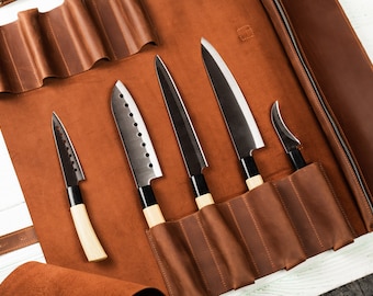 Estuche de cuero para cuchillos, bolsa para cuchillos de chef, rollo de cuero para chef, rollo para guardar cuchillos, bolsa de cuero para cuchillos, soporte de cuero para cuchillos, regalos para chefs