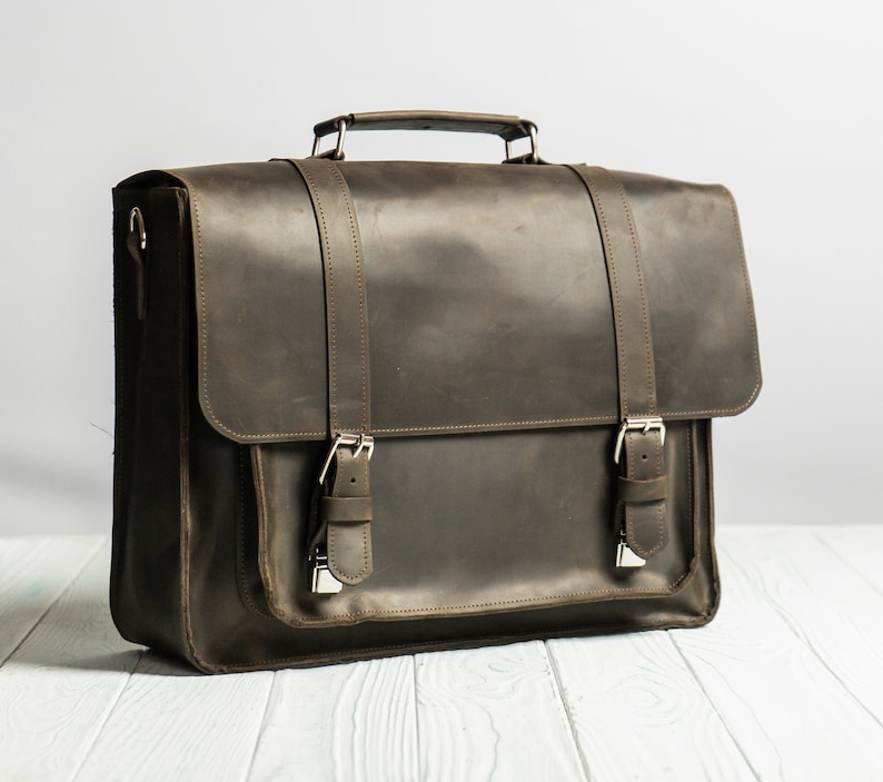 Convertible Leather Briefcase Backpack, Leather Vintage Bag, Satchel Bag, Men's Messenger Bag,Leather Briefcase,Large Satchel,Mens briefcase zdjęcie 2