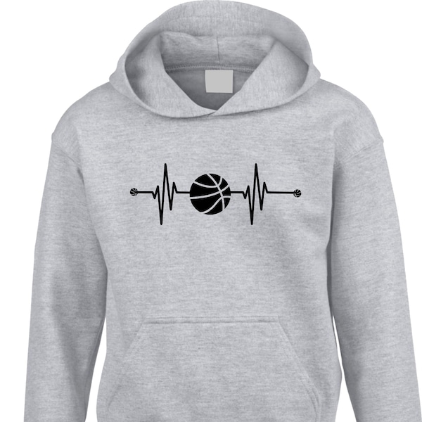 Basketball Pulse Hoodie, Basketball Lover Hoodie, Basketball Mom Shirt, Heartbeat Basketball Hoody, Basketball Team, Sport Lover Gift Jumper