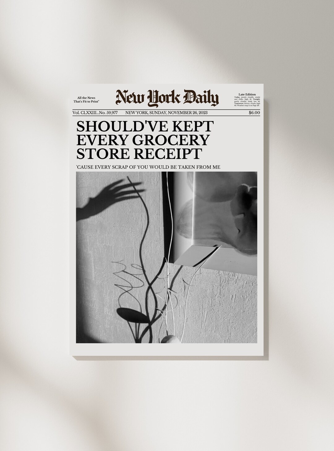 New York Times Poster Marjorie Lyrics Taylor Swift Evermore Etsy UK