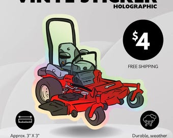 Holographic Zero-Turn Mower Sticker • Commercial Lawn Mower Decal • Waterproof Vinyl • Dishwasher-Safe • 3x3 Hand-Drawn