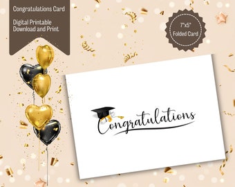 Congratulations Card, Congrats Grad Card, Greeting Card to Say “Bravo!”, Printable Greeting Card, Instant Download 7x5" Foldable card.