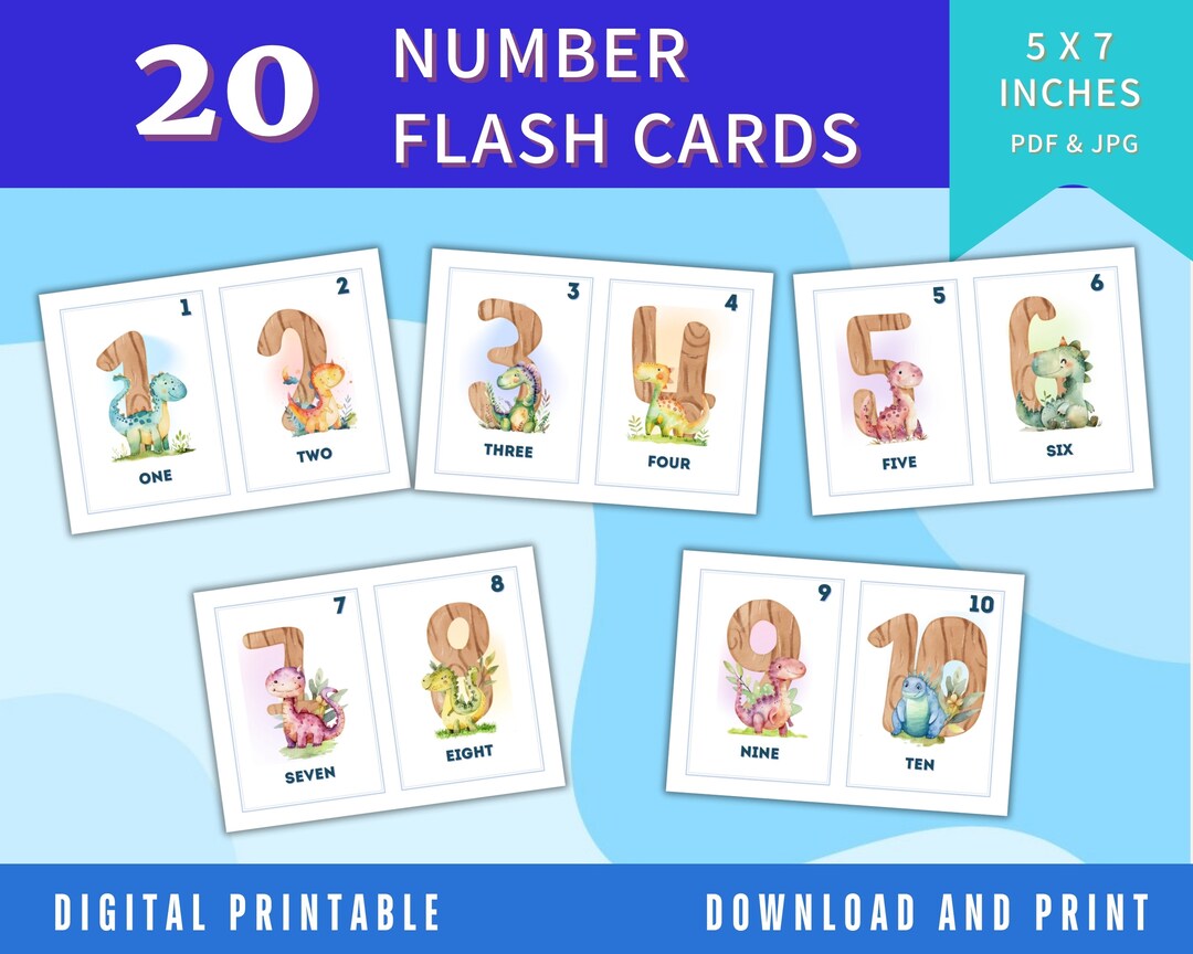 20 Number Flash Cards Educational Cards Teacher Printable Materials ...