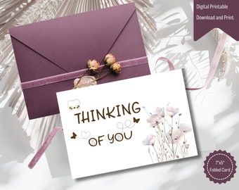 Thinking of You Card, Printable Greeting Card Instant Download, 7x5 inches, Greeting Card for Thinking of You, Simple Thinking Greeting Card