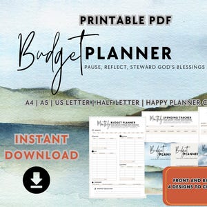 Christian Printable and Editable Monthly Budget Planner | Bullet Journal Budget Worksheet | Monthly Spending Tracker PDF | Digital Download