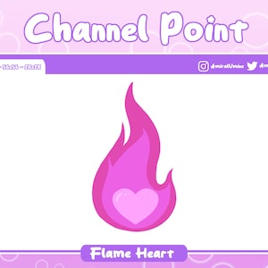 Flame Heart / Kanalpunkt för Twitch, Discord och YouTube / Streamingtillgång, söt, rosa, lila