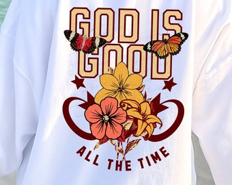 God is Good All the Time PNG Sublimation Designs, Boho Christian PNG, Instant Download, Jesus Sublimation, Retro Trendy Christian PNG EC074