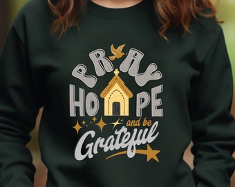 Pray Hope and be Grateful PNG Sublimation Design, Instant Download, Christian PNG, Jesus Sublimation, Aesthetic Graphic, Christian Mom EC196