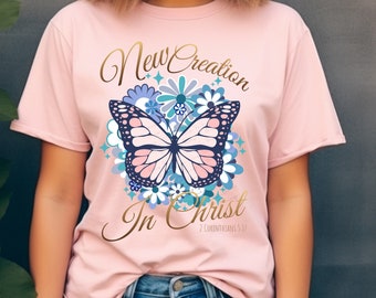 Nueva creación en Cristo, PNG cristiano bohemio, Jesús PNG, Diseños de sublimación, PNG cristiano, Mariposa PNG, Versículo bíblico PNG, Fe PNG EC190