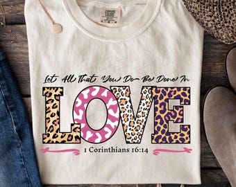 San Valentín cristiano PNG DUO, Que todo lo que hagas sea con amor, Escritura bíblica PNG, San Valentín retro PNG, Estética de Dios Jesús, CV002