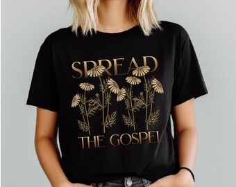 Spread The Gospel, Christian PNG Sublimation Design, Jesus Apparel PNG, Golden Letters, Mama Sublimation, Trendy Png, Faith EC220