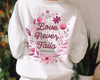 DÚO PNG floral cristiano: El amor nunca falla, diseños bíblicos (descarga digital) CV004