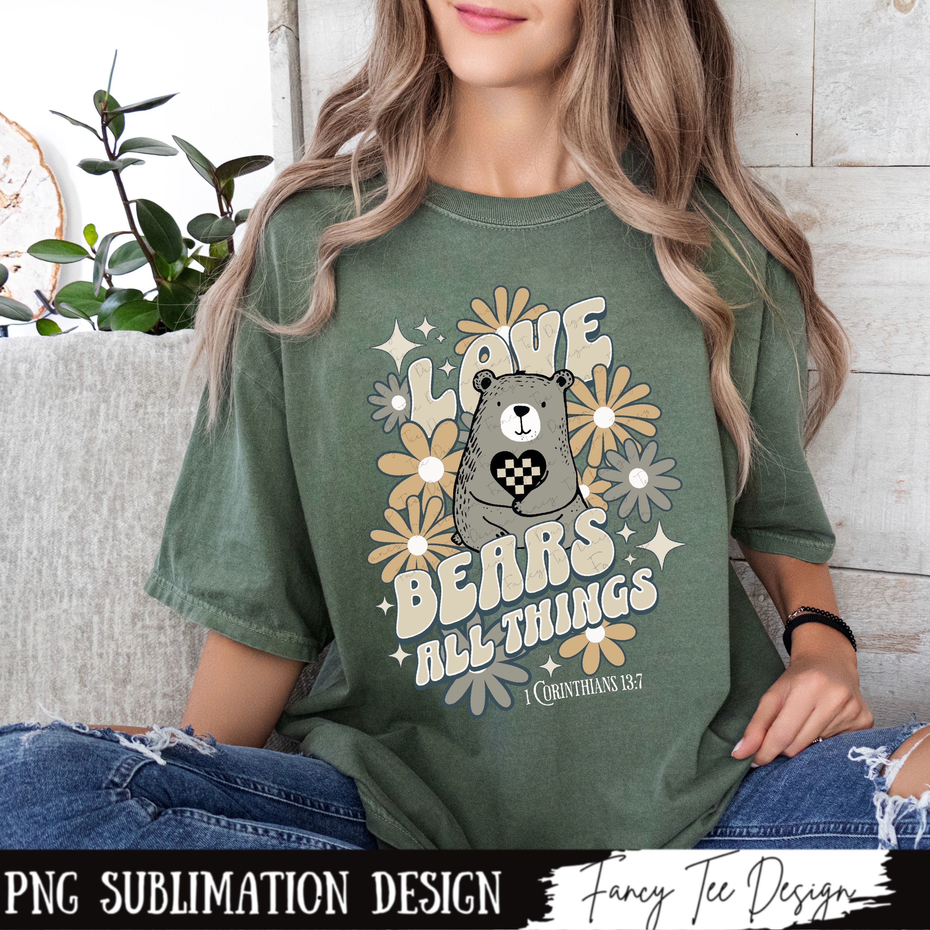 Love Bears All Things Floral Christian PNG Sublimation Designs, Gospel ...