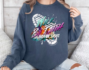 Walk by Faith Not by Sight Retro Christian PNG Sublimation Design, Jesus Faith PNG, Bible Verse Png, Gospel Art Printable, EC248