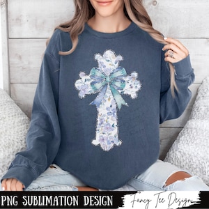 Floral Easter Cross PNG: Christian Resurrection Design (Digital Download)