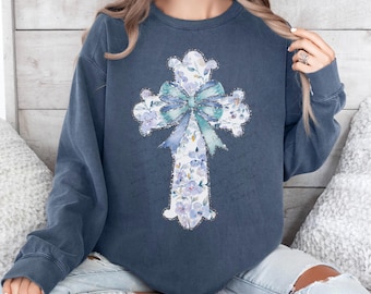 Floral Easter Cross PNG: Christian Resurrection Design (Digital Download) CE021