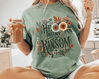 Pagó mi rescate DUO PNG Diseños de sublimación, PNG floral cristiano, PNG bohemio cristiano, Jesús PNG, Diseño de camiseta cristiana EC105