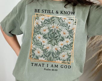 Wees stil en weet boho madeliefjes christelijk png-sublimatieontwerp, Jezus png, geloof png, afdrukbare evangeliekunst, bijbelvers png EC005