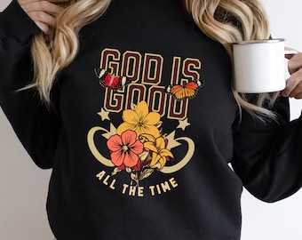 Boho Floral Christian PNG, God is Good All the Time Sublimation Designs, Retro Christian PNG, Digital Download, Jesus PNG, Religious EC024