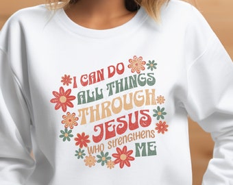 I can do all things through Jesus who strengthens me, PNG Files for Sublimation and Printing, Trendy Christian Design, Faith PNG, XM050