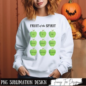 Fruits of the Spirit PNG Christian Sublimation Design, Instant Download, Modern Tshirt Design, Religious Graphic, Bible Verse, Scripture Png