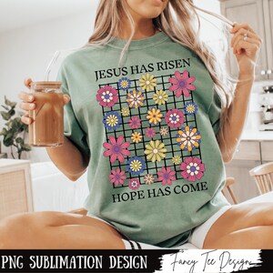 Retro Christian Easter PNG: Jesus Floral Design (Digital Download)