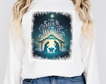 Aesthetic Nativity Scene PNG, Christian Christmas PNG, Printable Faith Based Art, Christmas Shirt Designs, Jesus Birth Png, Manger Png XM041