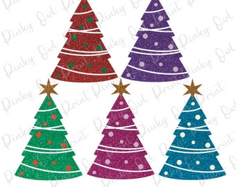 Glitter Christmas Tree PNG Sublimation Designs I Digital Download I Christmas PNG I Sparkly Christmas Tree Clipart I Trendy Graphic Design