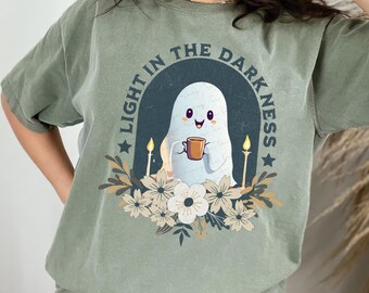 Fantasma cristiano de Halloween PNG DUO: Sublimación floral bohemia retro (descarga digital) HW015