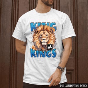 Diseños de sublimación PNG retro cristianos de Rey de reyes, diseños de camisetas vintage, líderes de adoración, Jesús Png, Fe Png, Versículo bíblico, León Png