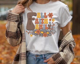 Retro Fall Floral Christian PNG, Fall Faith Family Autumn Sublimation, Fall Shirt Png, Thanksgiving Png, Boho Christian PNG download CF003
