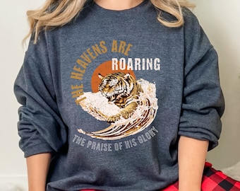 The Heavens are roaring Christian PNG Sublimation Design, Instant Download, Jesus PNG, Aesthetic Png, Tiger PNG for Shirt, Bible Verse EC224