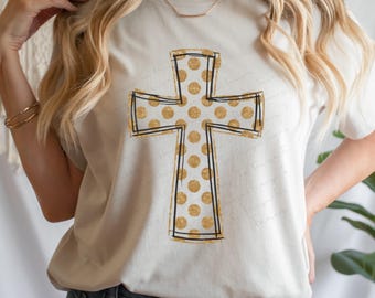 Croix à pois PNG, sublimation de croix religieuse chrétienne, conception de chemise tendance croix foi, croix de Jésus, esthétique png EC194