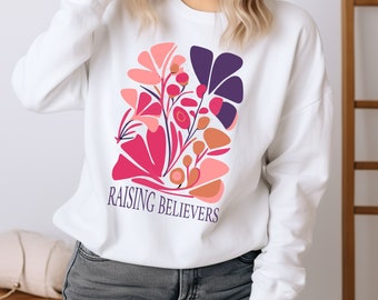 Raising Believers Retro Christian PNG, Mama Sublimation Design, Popular Christian PNG, Boho Floral Christian PNG, Christian Mom Png EC202