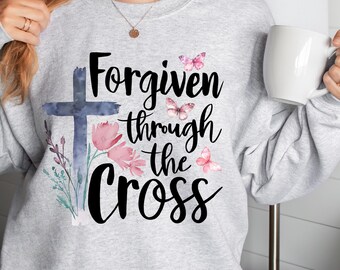 Påsk PNG DUO, estetiska kristna skjortdesigner, vintage Jesus PNG, uppståndelsens söndag, kokett rosett blommigt kors, troscitat PNG CE012