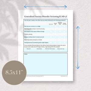 Mental Health Printable PHQ-9 & GAD-7 Questionnaires Depression Anxiety ...