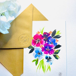 Cute card + envelope hand painted watercolor illustration 150x210cm floral watercolor hand painted illustration artprint wall decor floral