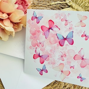 kaart met envelop aquarel illustratie handgeschilderd om naar je dierbaren te sturen voor elke gelegenheid 14,6 x 14,6 cm