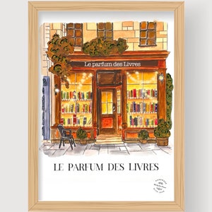 Handgemaltes Aquarell Illustration Kunstdruck Reproduktion «Le Parfum des livres» A4 (21*30). Druck auf 300gr Aquarellpapier -nicht gerahmt