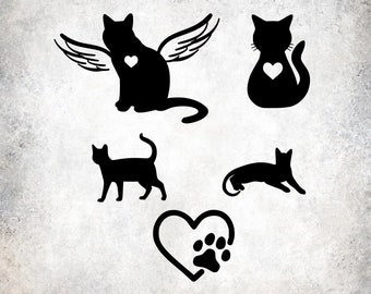 Layered Black Cat Silhouettes Graphic Design for Cutting Machines SVG, DXF, & PNG